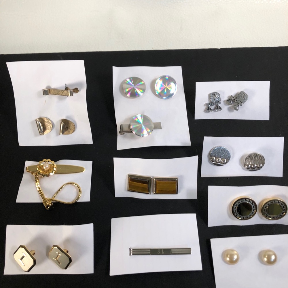 Lot of Men’s Vintage Cufflinks and Tie Clips 1950’s